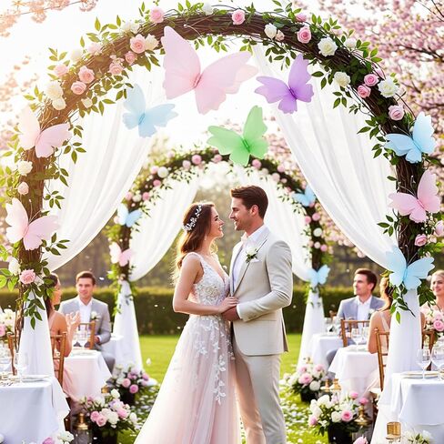 SUNBEAUTY Butterfly Party Decorations, 3D Butterflies, Water Proof Wedding Decor, Hanging Butterflies for Baby Shower Birthday Decor Party Girls, Women, PET Plastic Butterfly for Wall Decor, Set of 4 in Kuwait