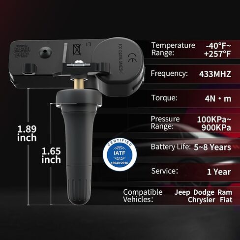مستشعر ضغط الإطارات Marsflex TPMS - مناسب لسيارة دودج كرايسلر فيات جيب جراند شيروكي رام 1500، نظام مراقبة ضغط الإطارات 433 ميجا هرتز مجموعة من 4، OE 56029398AA 56029398AB 68241067AA 68241067AB in Kuwait