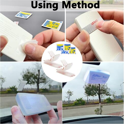 4 قطع (مجموعتان) شرائط تثبيت EZ Pass لسيارات EZ Pass/IPass/IZoom/Sunpass/EZPass حامل مستجيب للزجاج الأمامي، حامل مستجيب قابل لإعادة الإغلاق، شرائط قفل مزدوجة مع لاصق in Kuwait