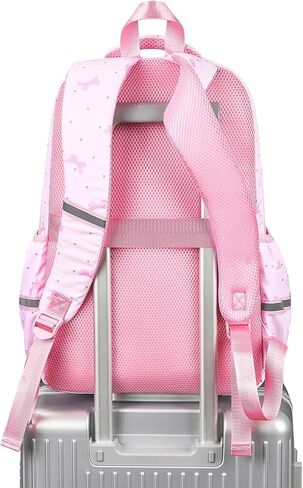 mibasies Backpack for Girls: 17.8IN Kids School Backpack for Elementary Primary - Bookbag with Laptop Compartment - Pink Bow in Kuwait