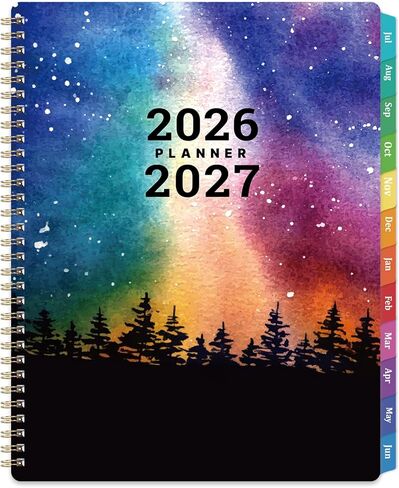 Planner 2026-2027 - Academic Planner 26-27, July 2026 - June 2027, 8" x 10", 2026-2027 Planner Weekly and Monthly, 26-27 Calendar Planners with Colorful Tabs, Spiral Binding, Pocket - Galaxy Forest in Kuwait