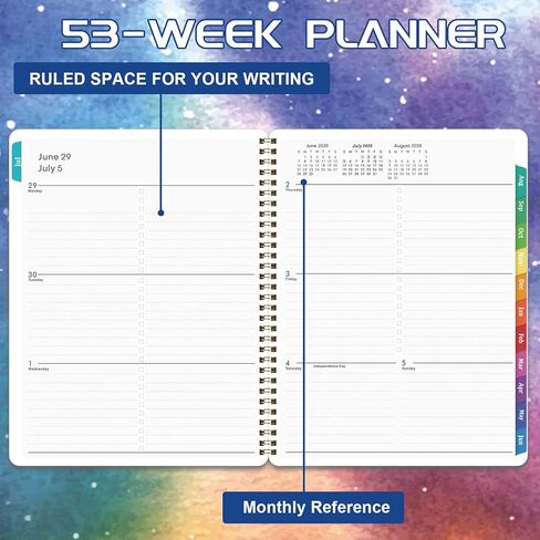 Planner 2026-2027 - Academic Planner 26-27, July 2026 - June 2027, 8" x 10", 2026-2027 Planner Weekly and Monthly, 26-27 Calendar Planners with Colorful Tabs, Spiral Binding, Pocket - Galaxy Forest in Kuwait
