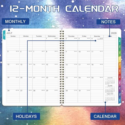 Planner 2026-2027 - Academic Planner 26-27, July 2026 - June 2027, 8" x 10", 2026-2027 Planner Weekly and Monthly, 26-27 Calendar Planners with Colorful Tabs, Spiral Binding, Pocket - Galaxy Forest in Kuwait