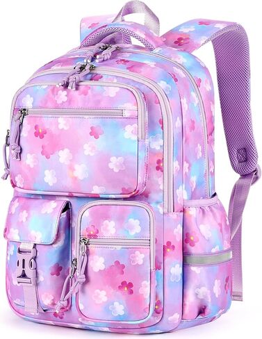mibasies Backpack for Girls: 17.8IN Kids School Backpack for Elementary Primary - Bookbag with Laptop Compartment - Pink Bow in Kuwait