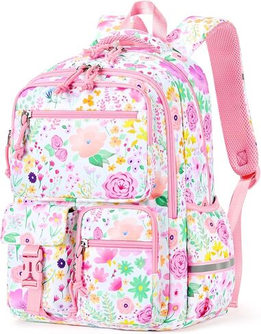 mibasies Backpack for Girls: 17.8IN Kids School Backpack for Elementary Primary - Bookbag with Laptop Compartment - Pink Bow in Kuwait
