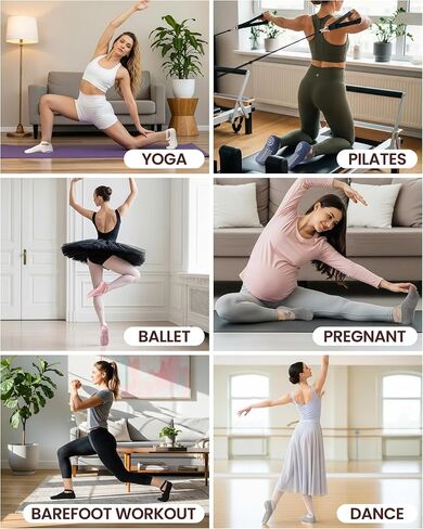 VITEVER 6-Pair Pilates Grip Socks for Women, Yoga Socks with Grips Non Slip Straps, Grippy Socks Suitable for Ballet, Barre, Dance, Hospital, Barefoot, Workout in Saudi Arabia