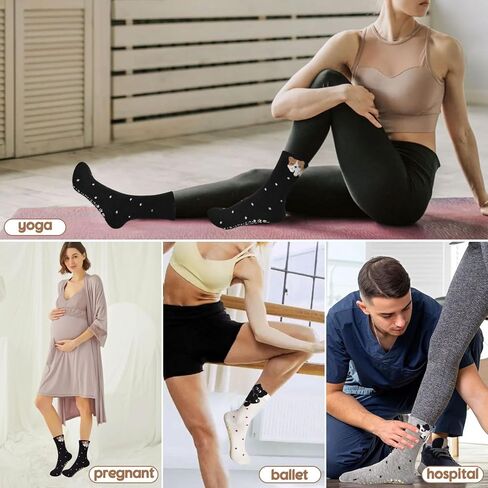 3 أزواج من الجوارب البيلاتيس اللطيفة للنساء منقط بنمط قطة متجمعة جوارب غير قابلة للانزلاق لليوجا، باري in Kuwait