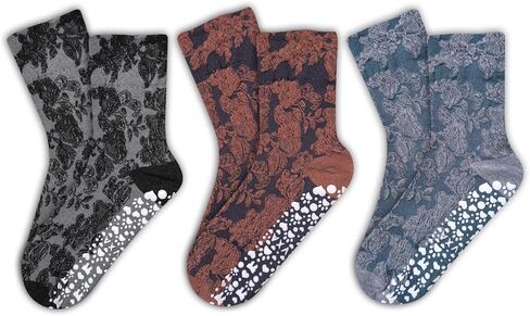 3 أزواج من الجوارب البيلاتيس اللطيفة للنساء، جوارب كلاسيكية بنمط الأزهار غير قابلة للانزلاق لليوجا، باري، حافي القدمين in Kuwait