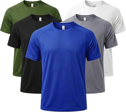5 Pack Men's Big and Tall T-Shirts Mesh Quick Dry Workout Shirts Loose Fit Athletic Tees in Saudi Arabia