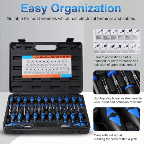 23PCS Universal Terminal Removal Tool Kit，Wire Connector Removal Pin Electrical Terminal Removal, Terminal Release Electrical Connector Removal Tool Kit for American Domestic and Imported Vehicles in Saudi Arabia