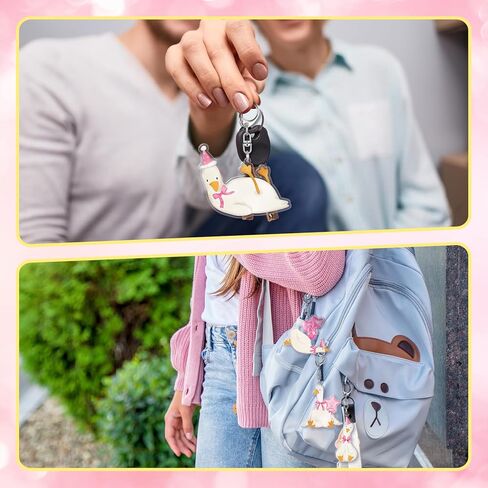 24 Pcs Pink Bow Silly Goose Keychains Bulk Goose Party Favors Acrylic Novelty Cute Farm Animal Keyring Funny Animal Keychain for Birthday Gender Reveal Party Decor Guest Gifts in Saudi Arabia