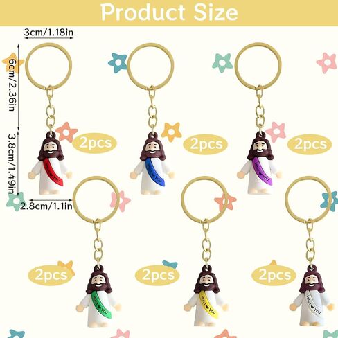 12 قطعة سلسلة مفاتيح يسوع يحبك، سلسلة مفاتيح يسوع، سلاسل مفاتيح يسوع الصغيرة مناسبة للاستخدام اليومي والتذكيرات الإيمانية in Kuwait