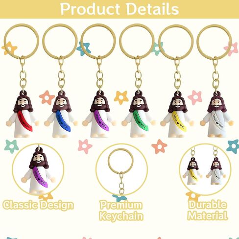 12 قطعة سلسلة مفاتيح يسوع يحبك، سلسلة مفاتيح يسوع، سلاسل مفاتيح يسوع الصغيرة مناسبة للاستخدام اليومي والتذكيرات الإيمانية in Kuwait