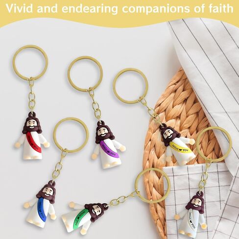 12 قطعة سلسلة مفاتيح يسوع يحبك، سلسلة مفاتيح يسوع، سلاسل مفاتيح يسوع الصغيرة مناسبة للاستخدام اليومي والتذكيرات الإيمانية in Kuwait