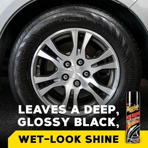 طلاء الإطارات عالي اللمعان Hot Shine من Meguiar - احصل على حماية طويلة الأمد للإطارات وإطارات لامعة بمظهر مبلل، 3 عبوات من علب الأيروسول بوزن 15 أونصة in Kuwait