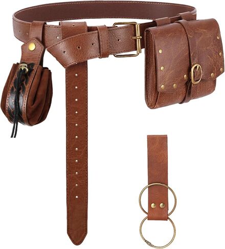 Renaissance Pirate Belt Pouch Set - 4PC Medieval Renaissance Accessories for Ren Faire, LARP & Halloween Cosplay in Kuwait