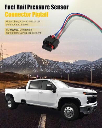 Fuel Rail Pressure Sensor Connector Pigtail Fit for Chevrolet Silverado 2500 3500 4500 5500 HD 2017-2024, Fit for GMC Sierra 2500 3500 4500 5500 HD 2017-2024, Replace 19300397 in Saudi Arabia