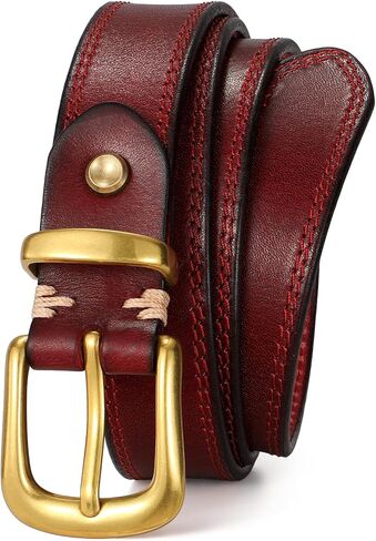 WHIPPY Womens Genuine Leather Belts for Jeans Fashion Vintage Ladies Full Grain Solid Leather Belt with Gold Buckle in Saudi Arabia
