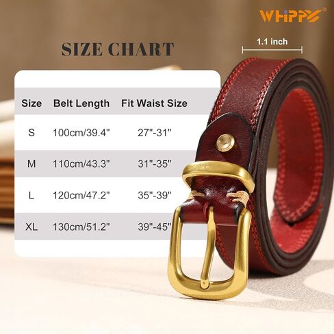 WHIPPY Womens Genuine Leather Belts for Jeans Fashion Vintage Ladies Full Grain Solid Leather Belt with Gold Buckle in Saudi Arabia