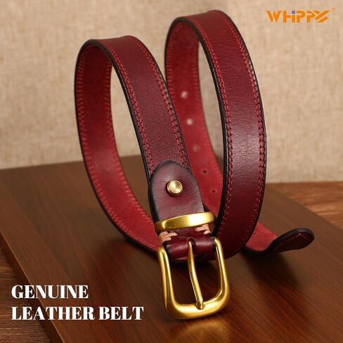 WHIPPY Womens Genuine Leather Belts for Jeans Fashion Vintage Ladies Full Grain Solid Leather Belt with Gold Buckle in Saudi Arabia