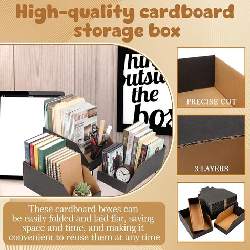 Novabright 33 Pack Cardboard Storage Bins Boxes, 3 Size Open Top Bin Box in 12"x8"x4.5"/ 12"x6"x4.5"/ 12"x4"x4.5", Corrugated Cardboard File Organizer for Warehouse, Parts, Shelf, Garage, Pantry, Shop in Saudi Arabia