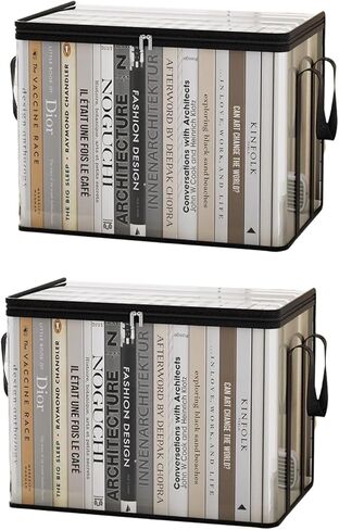2 pcs Transparent PVC Book Storage Box, Foldable with Handle, Large Capacity Student or Office Book Organizer in Saudi Arabia