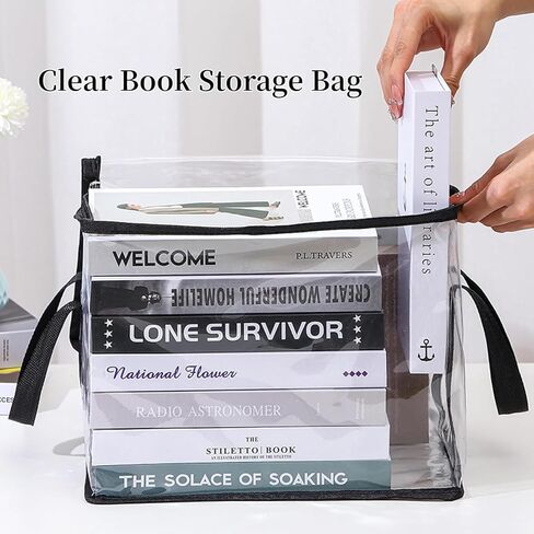 2 pcs Transparent PVC Book Storage Box, Foldable with Handle, Large Capacity Student or Office Book Organizer in Saudi Arabia