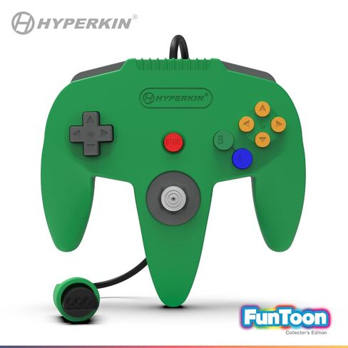 وحدة تحكم Hyperkin Captain لجهاز N64، لوحة ألعاب سلكية مع عصي تناظرية ذات طراز قديم، كابل بطول 10 أقدام، منفذ توسيع خلفي، متوافق مع وحدة تحكم N64 الأصلية in Saudi Arabia