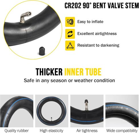 Heavy Duty 10x2.50 Thicker 40% Inner Tube with CR202 Bent Valve Stem,10 inch Butyl Inner Tube for Smart Self Balancing Electric Scooter 2 Pack in Kuwait