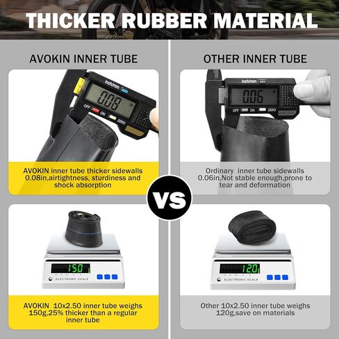 Heavy Duty 10x2.50 Thicker 40% Inner Tube with CR202 Bent Valve Stem,10 inch Butyl Inner Tube for Smart Self Balancing Electric Scooter 2 Pack in Kuwait