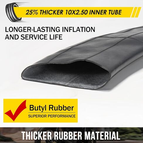 Heavy Duty 10x2.50 Thicker 40% Inner Tube with CR202 Bent Valve Stem,10 inch Butyl Inner Tube for Smart Self Balancing Electric Scooter 2 Pack in Kuwait