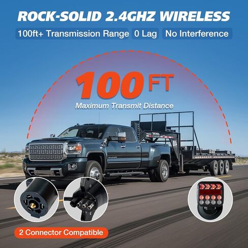 Wireless Trailer Lights with Strobe Mode, Magnetic Wireless Tail Lights for Trailer, 120° Rotatable Tow Light Kit for Truck, RV, Camper, Van, Boat, USB-C Rechargable IP67 Waterproof (Black) in Saudi Arabia