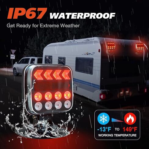 Wireless Trailer Lights with Strobe Mode, Magnetic Wireless Tail Lights for Trailer, 120° Rotatable Tow Light Kit for Truck, RV, Camper, Van, Boat, USB-C Rechargable IP67 Waterproof (Black) in Saudi Arabia