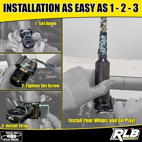 ملحقات UTV مقاس 2 بوصة، أو علم، أو قضيب لف - (قطعة واحدة). دوران دقيق 360 درجة متوافق مع Honda Talon & Polaris RZR PRO R in Kuwait