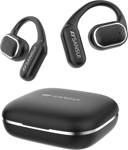 SANSUI Open Ear Headphones,Wireless Earbuds with Ergonomic Earhook,Bluetooth Headphones 5.4 with Noise Cancelling Mic,56H Playtime,IP55 Waterproof Ear Buds for Cycling,Running,Workout(Black) in Saudi Arabia