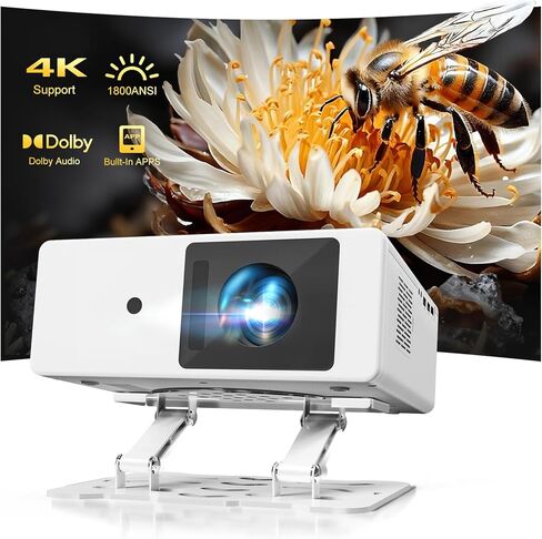 [Licensed & Auto Focus] 4K Projector with WiFi 6 and Bluetooth, Licensed Outdoor Projector, 1800 ANSI Lumens Auto Focus Dolby Audio Portable Smart Projector with HDR10+ in Saudi Arabia