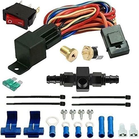8 Pass 3/8" Aluminum Engine Transmission Oil Cooler Fan 6AN in-Line Hose End Fittings 180'F Thermostat Temperature Switch Wiring Kit in Saudi Arabia