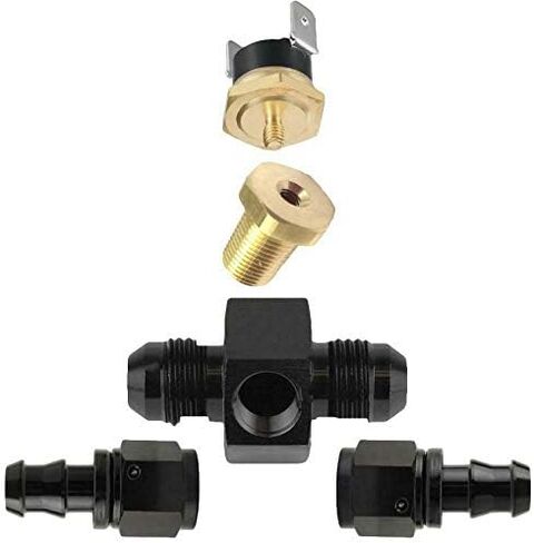8 Pass 3/8" Aluminum Engine Transmission Oil Cooler Fan 6AN in-Line Hose End Fittings 180'F Thermostat Temperature Switch Wiring Kit in Saudi Arabia