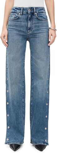 PAIGE Women's Sasha 34" Side Seam Snap Jeans in Saudi Arabia