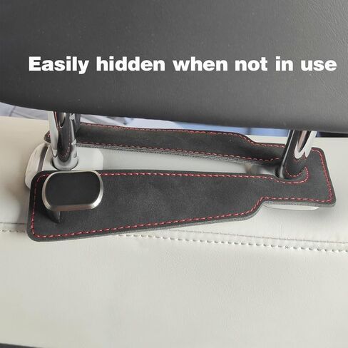 خطافات مسند رأس السيارة الجلدية، خطافات محفظة خلفية لمقعد السيارة 2 في 1 مع شماعات معدنية مزدوجة، حامل تخزين عالمي للسيارة للحقائب وحقائب اليد والهواتف والبقالة (قطعتان، أسود) in Kuwait