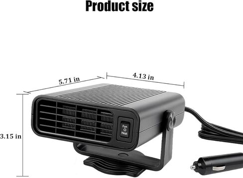 Car Heater, 12V 120W 2-in-1 Portable Vehicle Heating & Cooling Fan with Cigarette Lighter Plug, 360° Rotatable Automotive Windshield Defroster Accessories, Universal Fit (Black) in Saudi Arabia