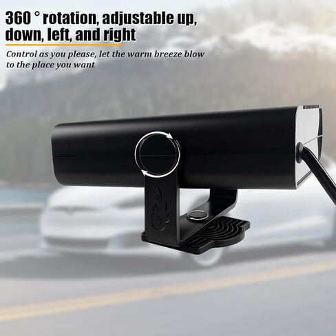 Car Heater, 12V 120W 2-in-1 Portable Vehicle Heating & Cooling Fan with Cigarette Lighter Plug, 360° Rotatable Automotive Windshield Defroster Accessories, Universal Fit (Black) in Saudi Arabia