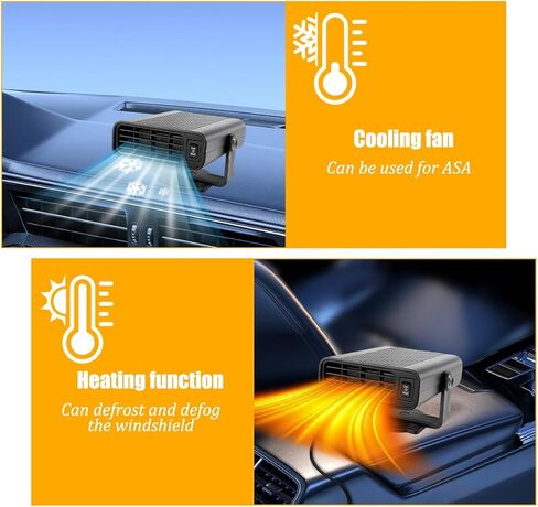 Car Heater, 12V 120W 2-in-1 Portable Vehicle Heating & Cooling Fan with Cigarette Lighter Plug, 360° Rotatable Automotive Windshield Defroster Accessories, Universal Fit (Black) in Saudi Arabia