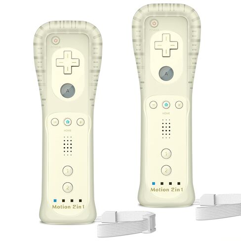 Gamrombo Wii Controller 2 Pack, Wii Remote Controller, with Silicone Case & Wrist Strap, Speaker and Dual Vibration, Wireless Gamepad for Wii/Wii U, White in Saudi Arabia