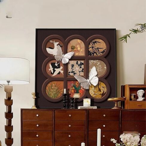 Qiczom Square Nine-Square Desktop Painting Decoration Painting TV Cabinet Decoration Living Room Sofa Background Wall Hanging Drawing,Type c,34.4‘ in Saudi Arabia