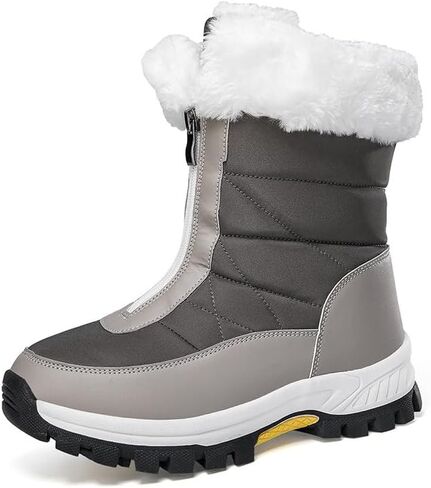 Womens Snow Boots Winter Waterproof Warm Fur Lined Mid Calf Booties Comfortable Outdoor Anti-Slip Ankle Boots Walking Winter Shoes in Saudi Arabia
