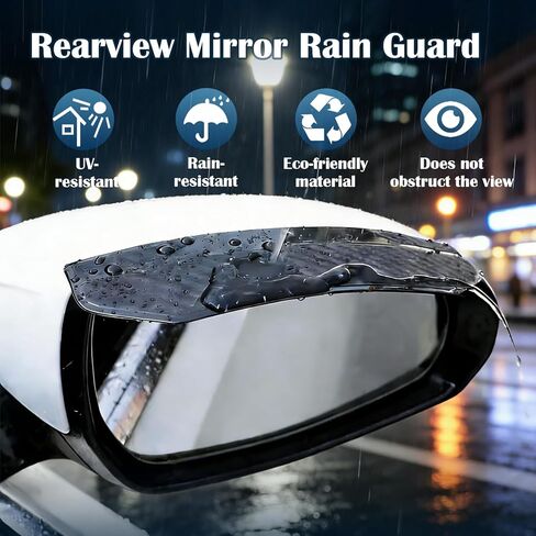 2PCS Universal Snap-On Side Mirror Rain Guards | Car Mirror Rain Visor Eyebrow Cover, Carbon Fiber Waterproof Protector for SUV, Truck, RV, Vehicle Accessories​​ in Saudi Arabia