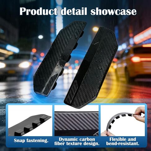 2PCS Universal Snap-On Side Mirror Rain Guards | Car Mirror Rain Visor Eyebrow Cover, Carbon Fiber Waterproof Protector for SUV, Truck, RV, Vehicle Accessories​​ in Saudi Arabia