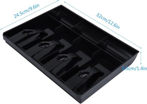 Cash Drawer Register Insert Tray Replacement 4 Bills 3 Coins Money Storage Box Cash Tray Organizer Used for Store Bank Supermarket Home (Black) in Saudi Arabia
