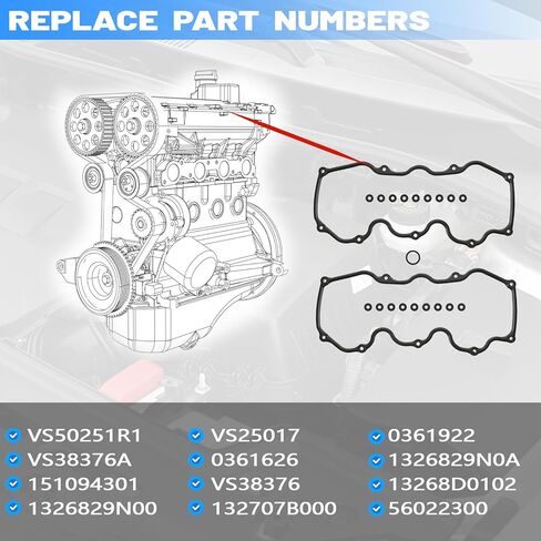 AUCERAMIC VS50251R1 Valve Cover Gasket Set Fit for Nissan 300ZX 1984-1989,Xterra 2000-2004,Frontier 1999-2004,Infiniti M30 1990-1992,QX4 1997-2000 3.0L 3.3L V6 in Saudi Arabia